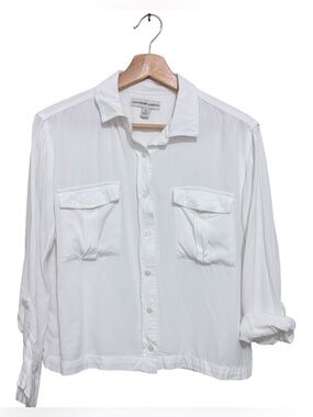 Alexander Jordan White Button-Front Pocket Long Sleeve Utility Shirt Sz Small